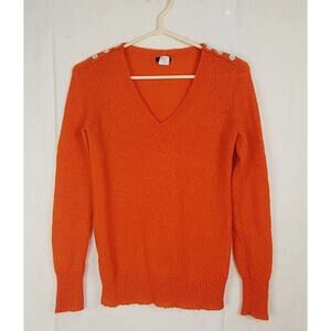 J.Crew orange wool mohair fuzzy vneck sweater Size XS Preppy Luxe Cozycore
